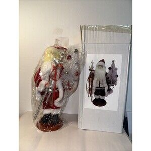 18 inch Santa Claus figure on wood base New In Open Box